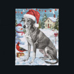 Couverture Polaire Greyhound Winter Wonderland Christmas Joie<br><div class="desc">Ce design festif reflète l'esprit joyeux de la période des fêtes, avec un adorable petit portant un chapeau de Père Noël. Le chien est niché dans un pays des merveilles hivernales, avec un bonhomme de neige, un sapin de Noël décoré et des cadeaux joliment emballés. Les flocons de neige tombent...</div>