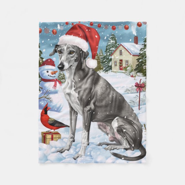 Couverture Polaire Greyhound Winter Wonderland Christmas Joie (Devant)