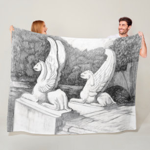 Couverture Polaire Griffins sculpté crayon monochrome Art