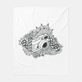 Couverture Polaire Griffonnage d'appareil-photo de hippie