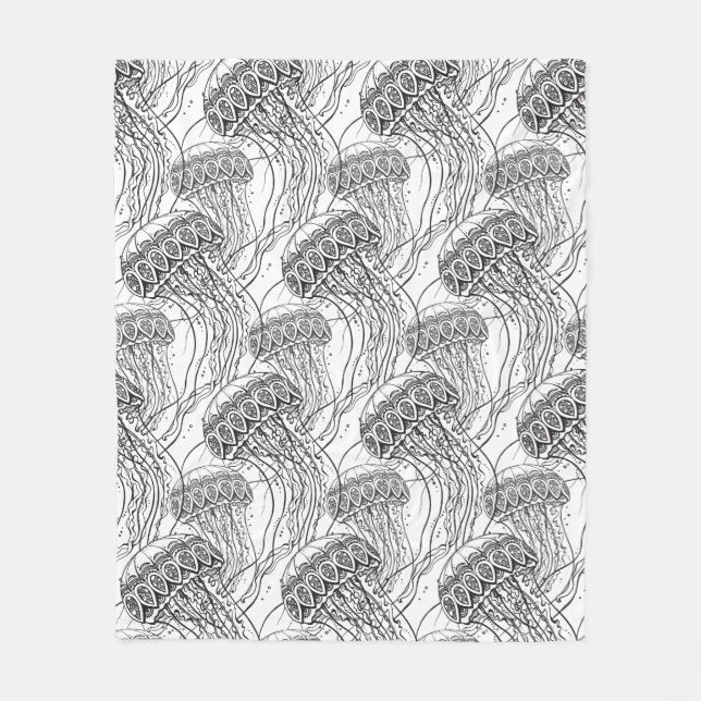 Couverture Polaire Griffonnage de méduses (Devant)