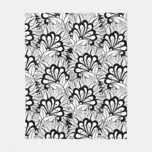 Couverture Polaire Griffonnage de motif de fleur (Devant)