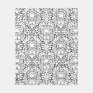 Couverture Polaire Griffonnage de motif de plume de paon