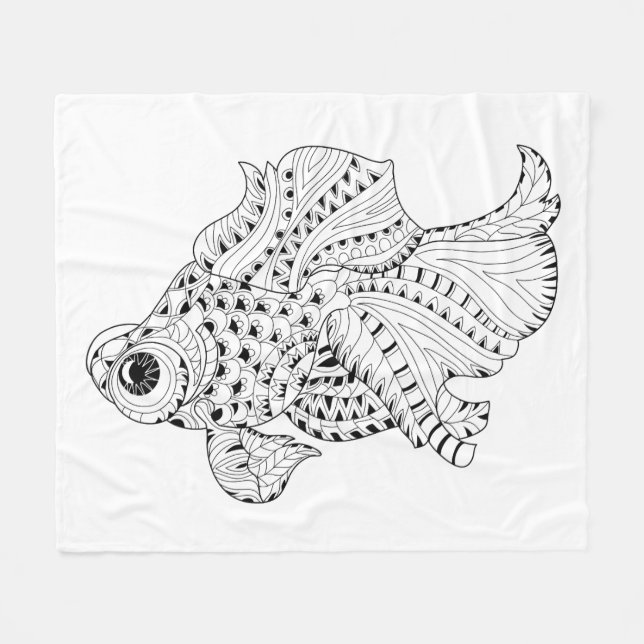 Couverture Polaire Griffonnage de poissons (Devant (Horizontal))