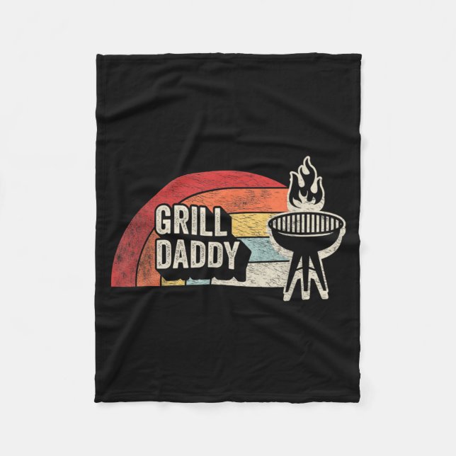Couverture Polaire Grill Daddy Rétro Sunset BBQ Graphique Pour Papa (Devant)