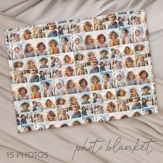 Couverture Polaire Grille de collage photo 15 - Motif partout (Photo Blanket - Personalize with Your Photos)