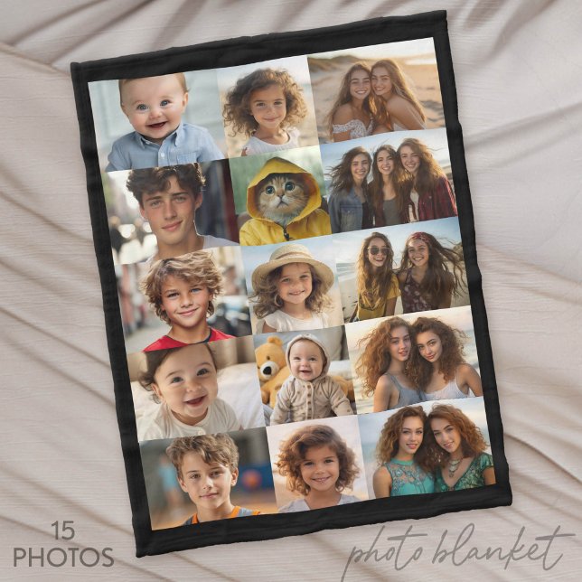 Couverture Polaire Grille de collage photo simple 15 (Custom Photo Blankets)