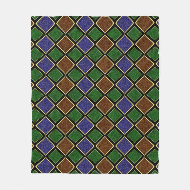 Couverture Polaire Grille Diamant Arlequin : Harmonie Texturée (Devant)
