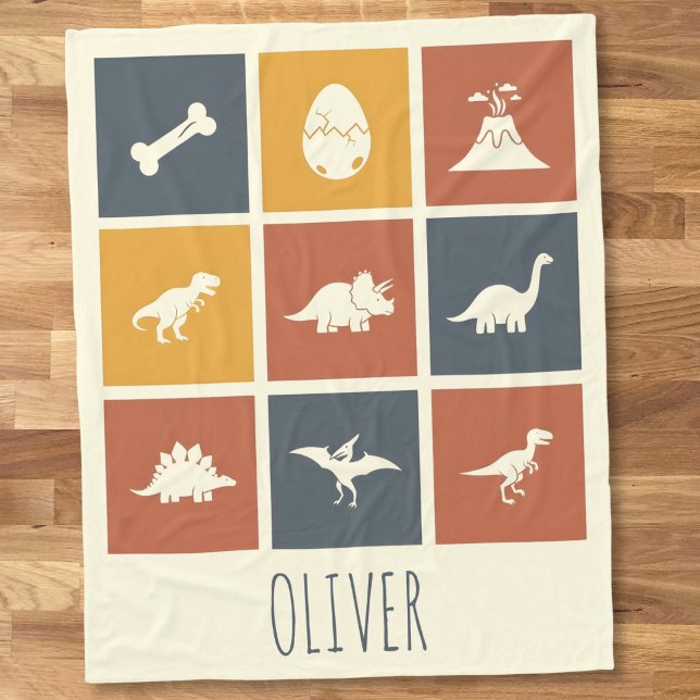 Couverture Polaire Grille d'icônes de dinosaures modernes (Créateur téléchargé)