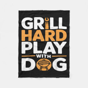 Couverture Polaire Grillez Fort Jouez Avec Chien Amateur De Bbq De Ja