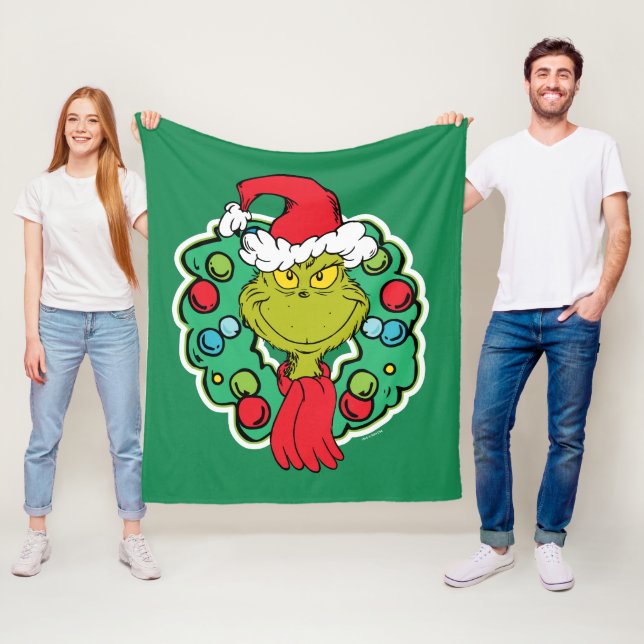 Couverture Polaire Grinch | Couronne de Noël (En situation)