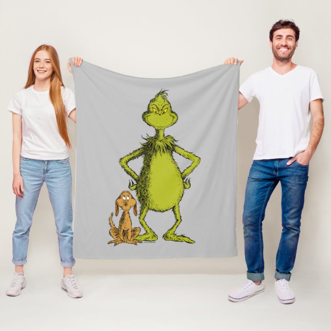 Couverture Polaire Grinch | posture de Max et Grinch (En situation)