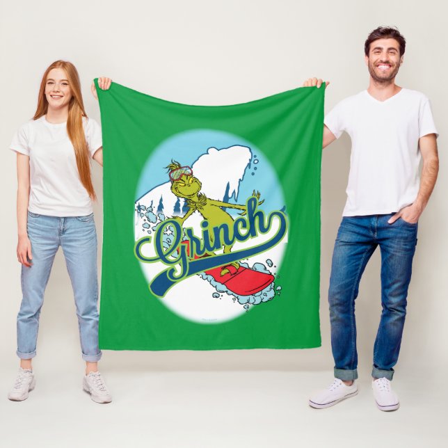 Couverture Polaire Grinch Snowboard (En situation)