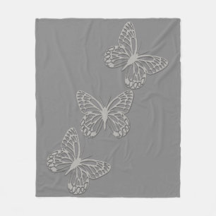 Couverture Polaire Gris argenté confortable de papillon