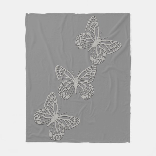 Couverture Polaire Gris argenté confortable de papillon (Devant)