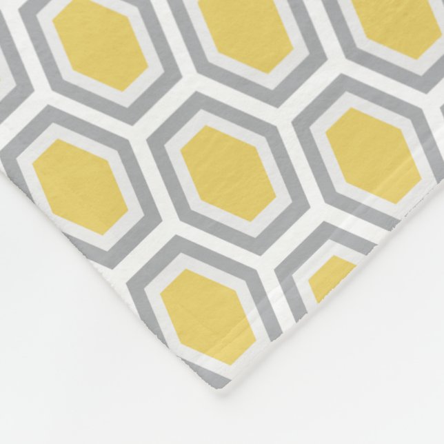 Couverture Polaire Gris de jaune de motif d'hexagone de tortue (Coin)