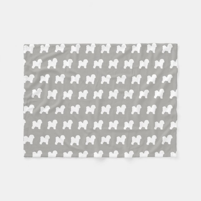 Couverture Polaire Gris de motif de silhouettes de Bichon Frise (Devant (Horizontal))
