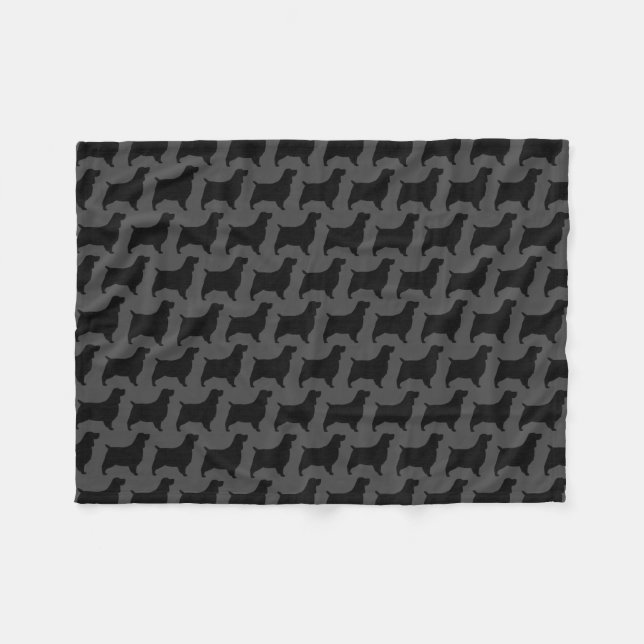 Couverture Polaire Gris de motif de silhouettes d'épagneul de (Devant (Horizontal))