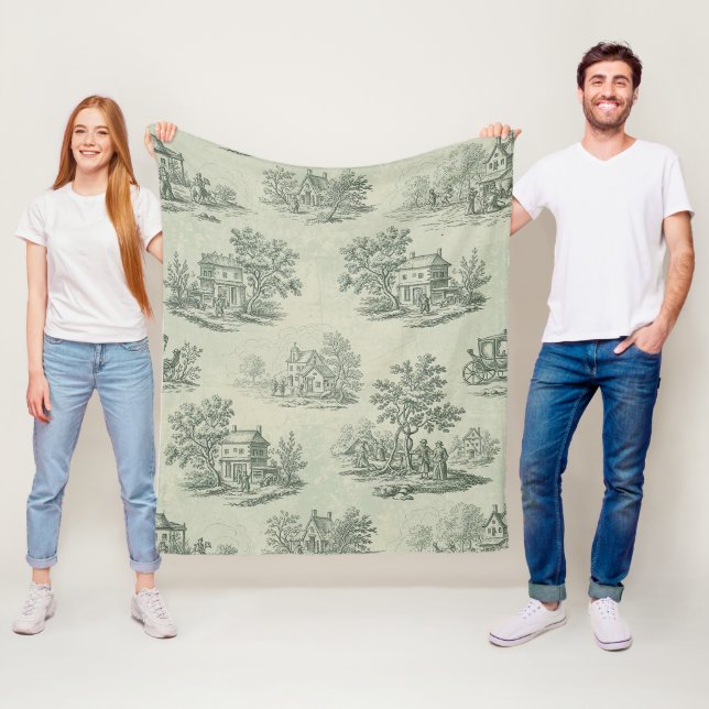 Couverture Polaire Gris doux Toile de ferme rustique Campagne (En situation)