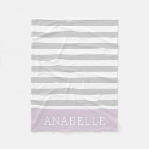 Couverture Polaire Gris et rayures Lilac Monogramme   Couleurs modifi