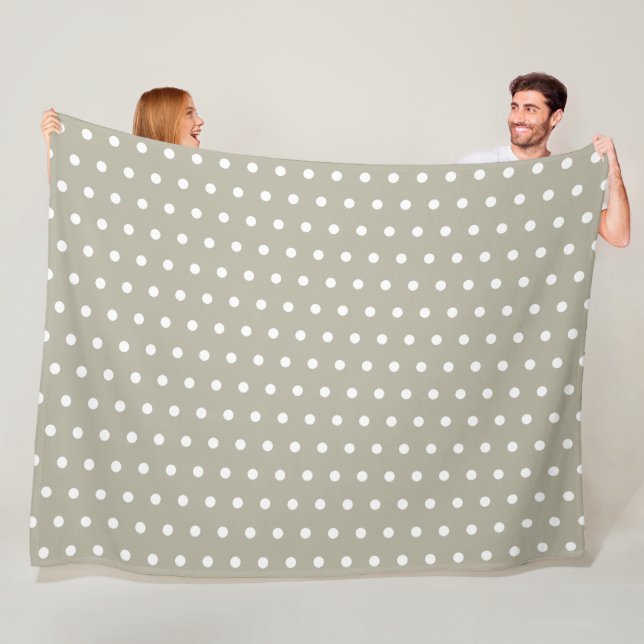 Couverture Polaire Gris Français et Motif à Points Blancs Rétro (En situation)