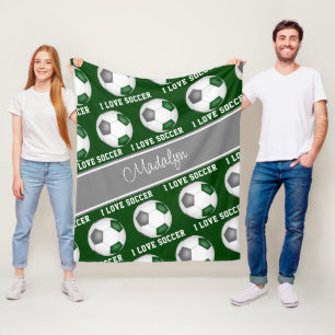 Couverture Polaire gris girly J'aime le motif texte de football