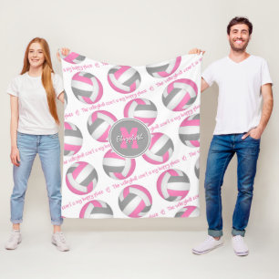 Couverture Polaire gris rose Le terrain de volley est mon joyeux endr