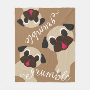 Couverture Polaire Grognement, lt Brown Fleece Blanket de carlin de