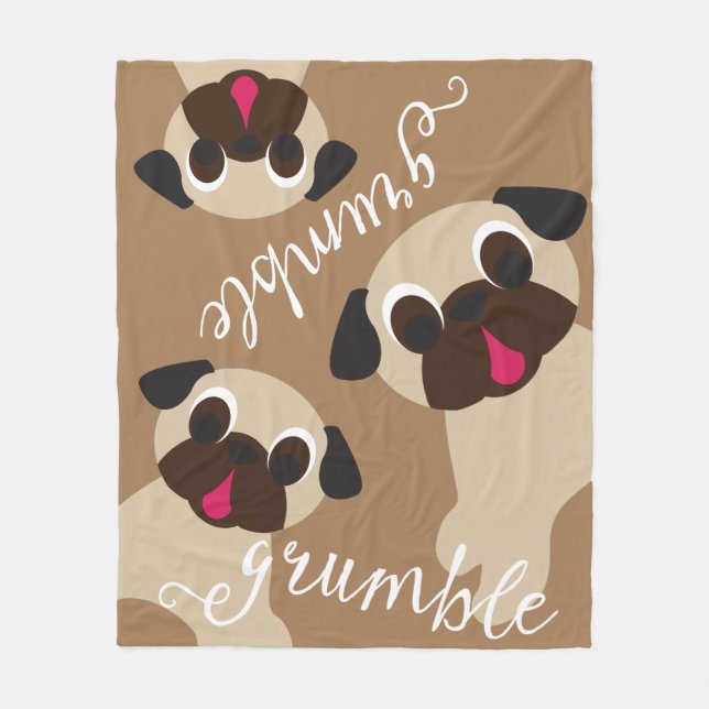 Couverture Polaire Grognement, lt Brown Fleece Blanket de carlin de (Devant)