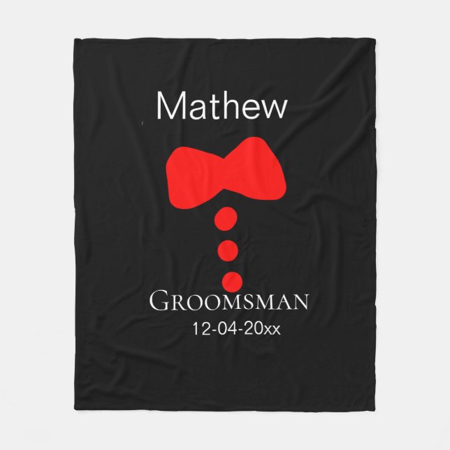 Couverture Polaire groomsman ajouter nom année noir arc chemise crava (Devant)