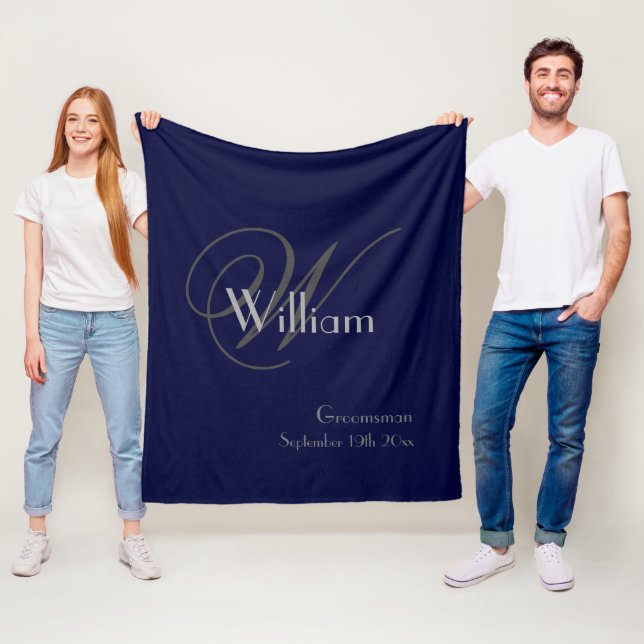 Couverture Polaire Groomsman Cadeau Moderne Monogramme Et Nom Date Co (En situation)
