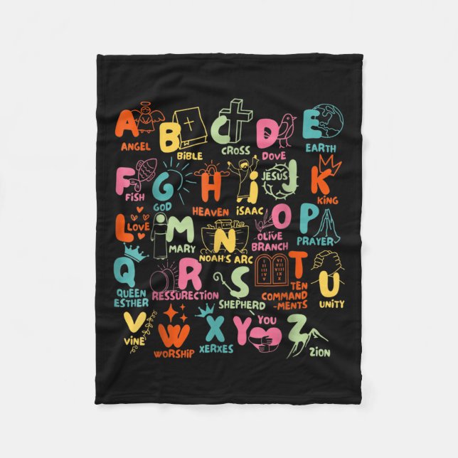 Couverture Polaire Groovy Biblical Alphabet Christian Teacher Student (Devant)