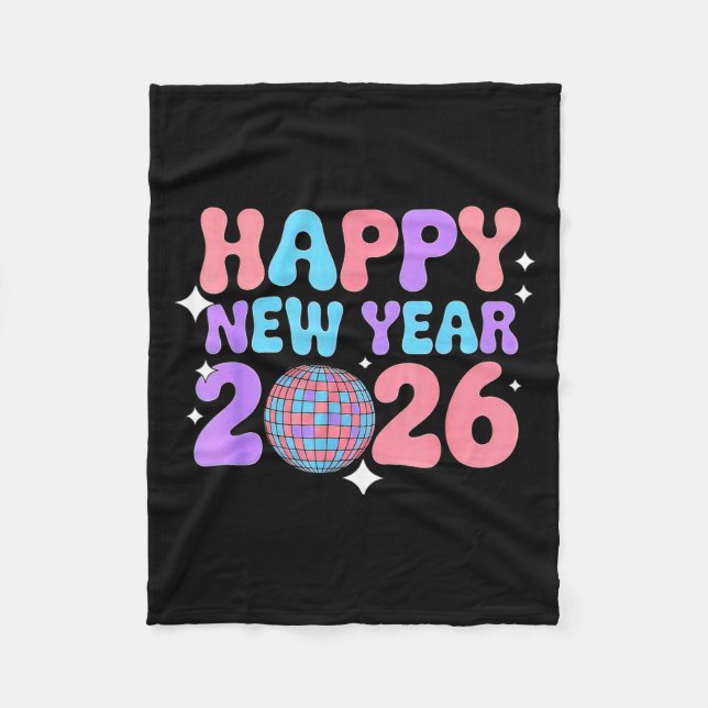 Couverture Polaire Groovy Cute Happy New Year 2026 Disco Ball  (Devant)