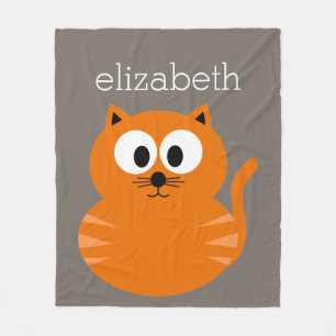 Couverture Polaire Gros chat orange mignon avec le Taupe personnalis
