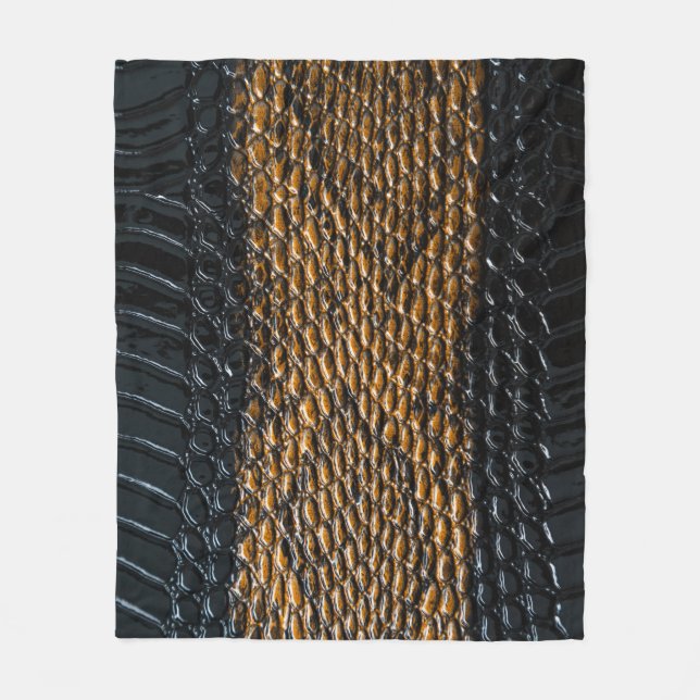 Couverture Polaire Gros plan texture de peau de serpent noir (Devant)
