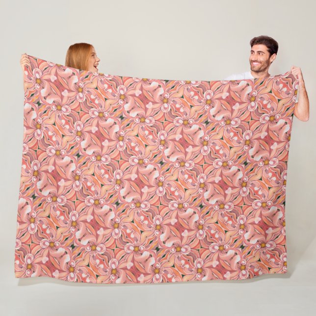 Couverture Polaire Grosse Pêche Blanche en polaire Dahlia (En situation)