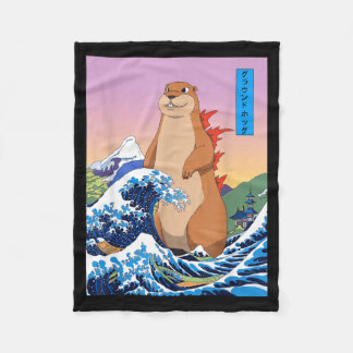 Couverture Polaire Groundhogzilla drôle japonais grande vague anime G