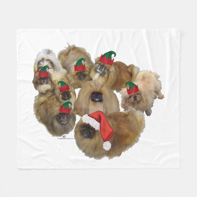 Couverture Polaire Groupe de Noël Pékinois (Devant (Horizontal))