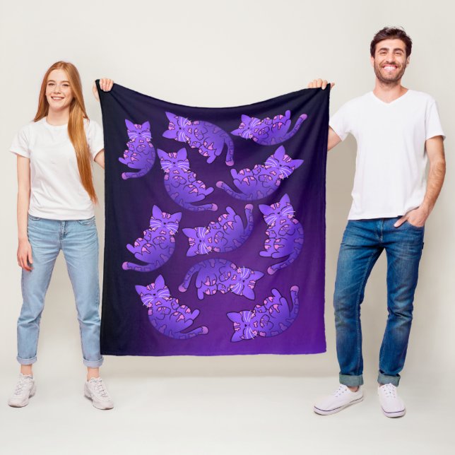 Couverture Polaire Groupe mignon pourpre Neon Kitten (En situation)