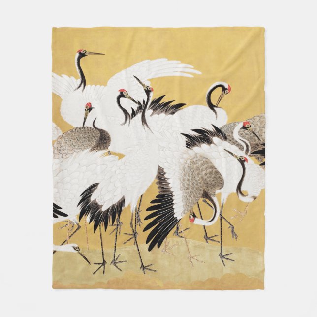 Couverture Polaire Grues d'horloges japonaises Vintage Bird Rich Clas (Devant)