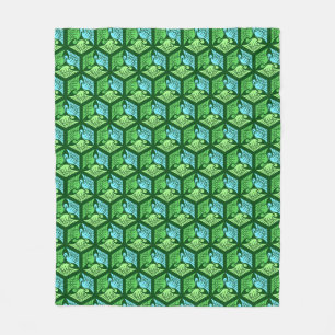 Couverture Polaire Grues japonaises, Jade Green et Bleu clair