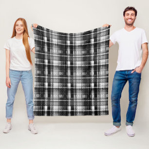 Couverture Polaire Grund Black Blanc Flannel Plaid Tartan Design