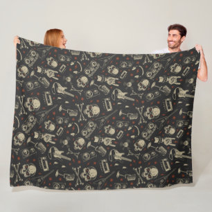 Couverture Polaire Grunge musique crâne croisé motif