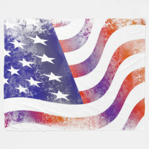 Couverture Polaire Grunge patriotique flottante drapeau américain, O