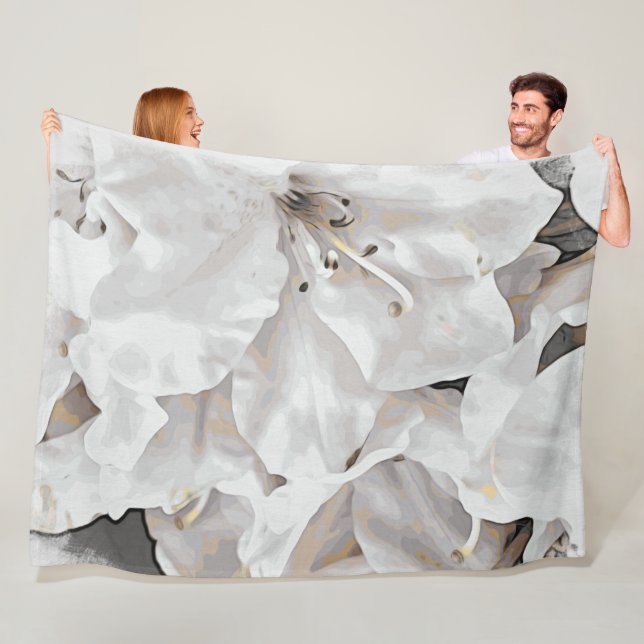 Couverture Polaire *~* Grunge Rustique Azalea Fleurs Blanc Neutre (En situation)