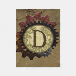 Couverture Polaire Grunge Steampunk Gears Monogramme Lettre D