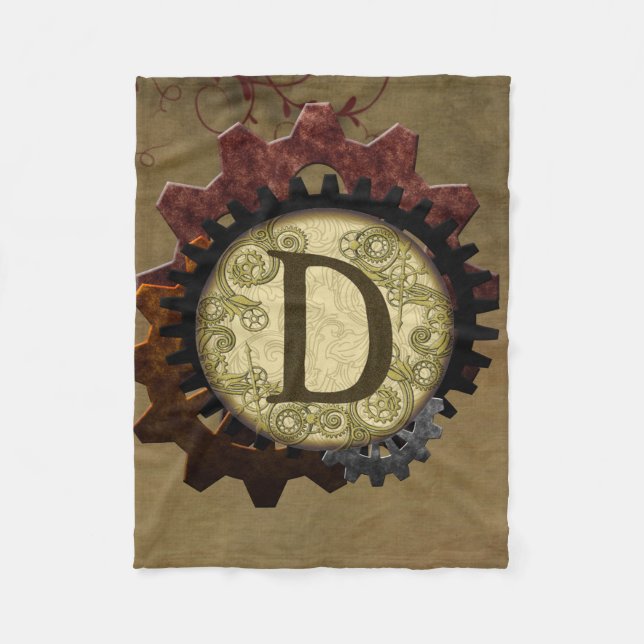 Couverture Polaire Grunge Steampunk Gears Monogramme Lettre D (Devant)