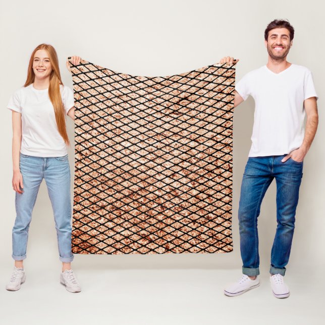 Couverture Polaire Grungy Fishnets Texture Toison Blanche (En situation)