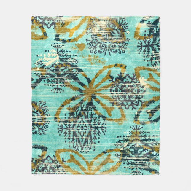 Couverture Polaire Grungy Tribal : Ethnic Rug Motif (Devant)