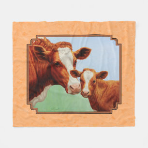 Couverture Polaire Guernsey Calf et Mère Cow Peach